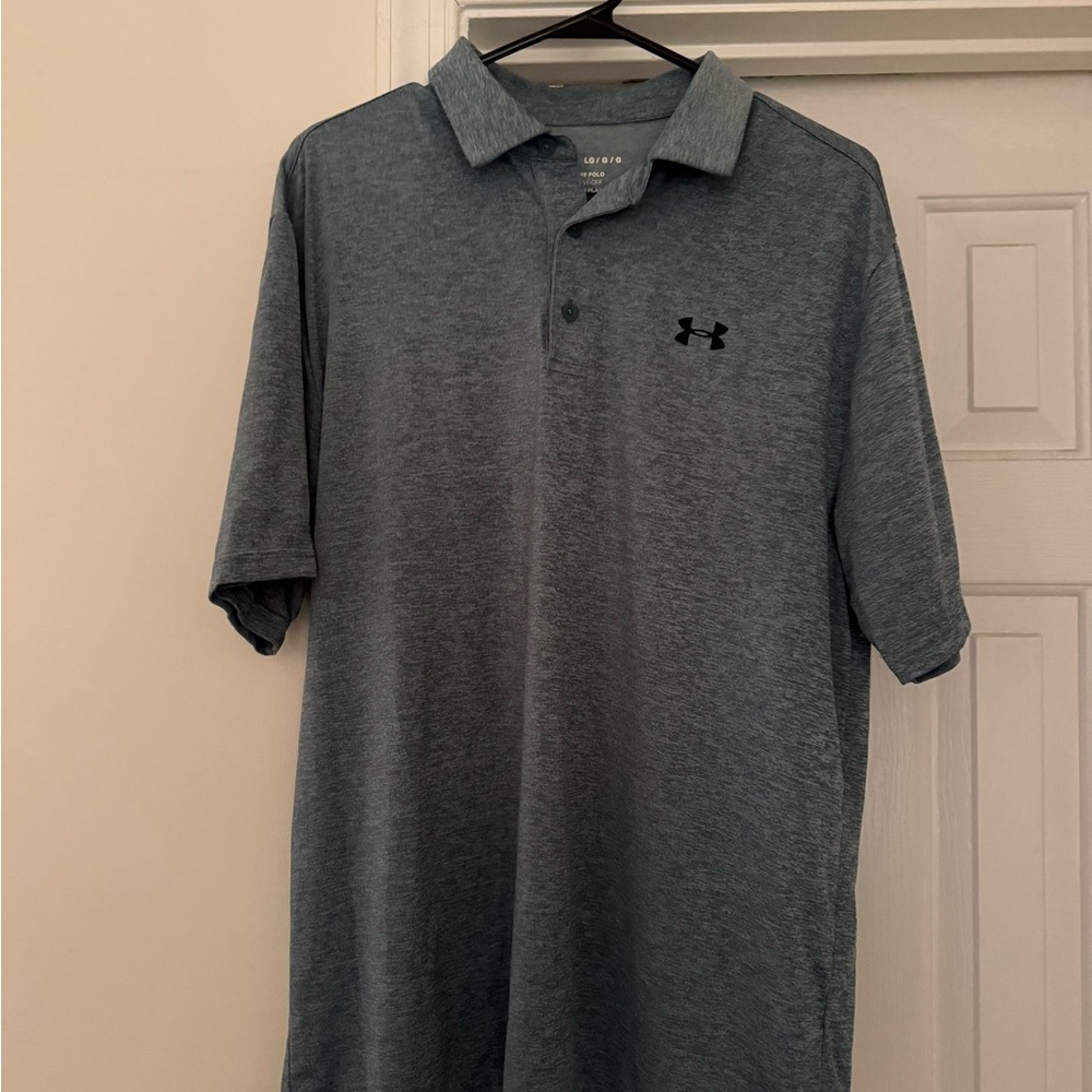 LG Men's Gray blue Performance Polo with Black Logo